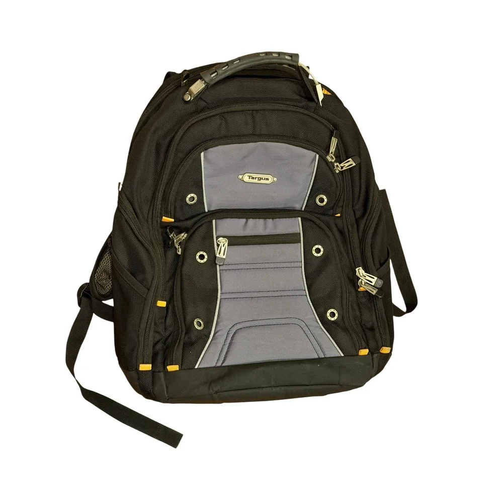 Targus Laptop Backpack Black Grey Ballistic Nylon Multi Pocket Tech Bag
